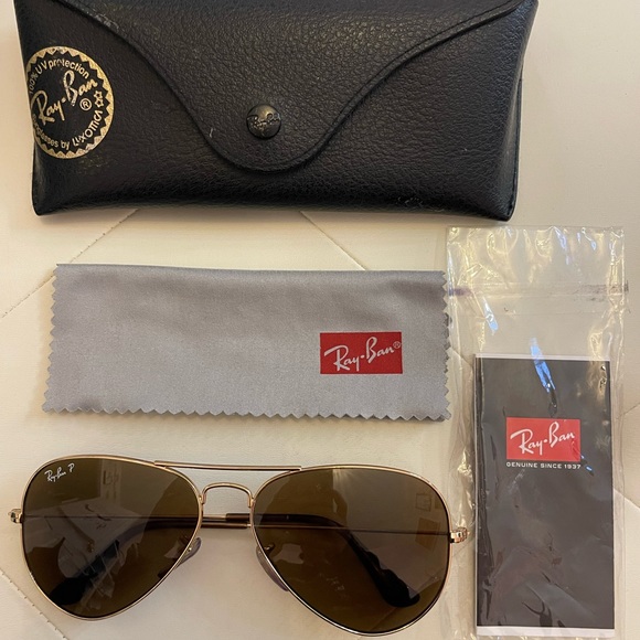 🍉SALE PRICE 🍉 Ray Ban Polarized Brown Aviator Classic B-15 Sunglasses - Picture 10 of 17